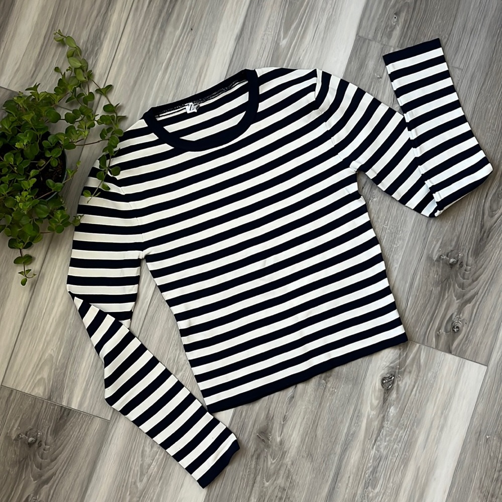 ZARA Dark blue Striped long sleeve top